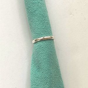 Tiffany and Co. sterling silver Elsa Peretti diamond band stacking Ring size 4.5
